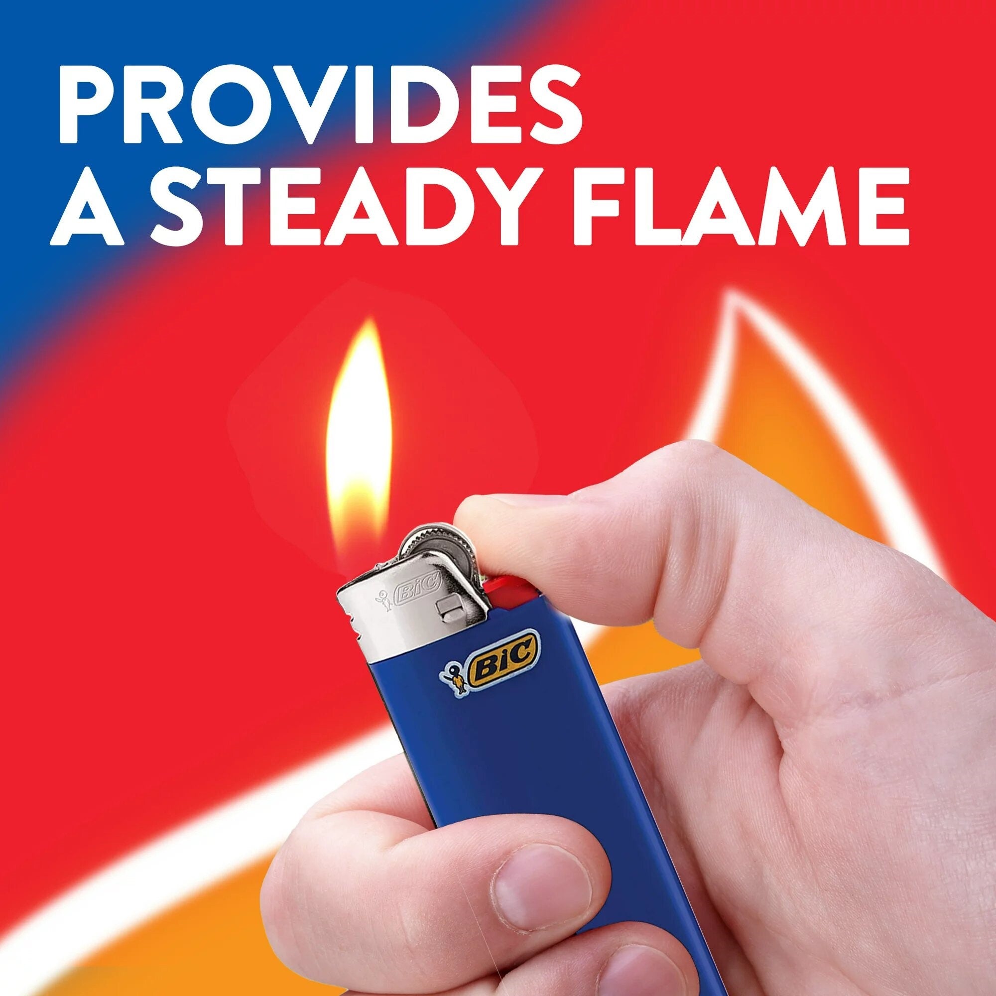Superior flame even at 45 degrees of BiC lighters, Maxi J6
