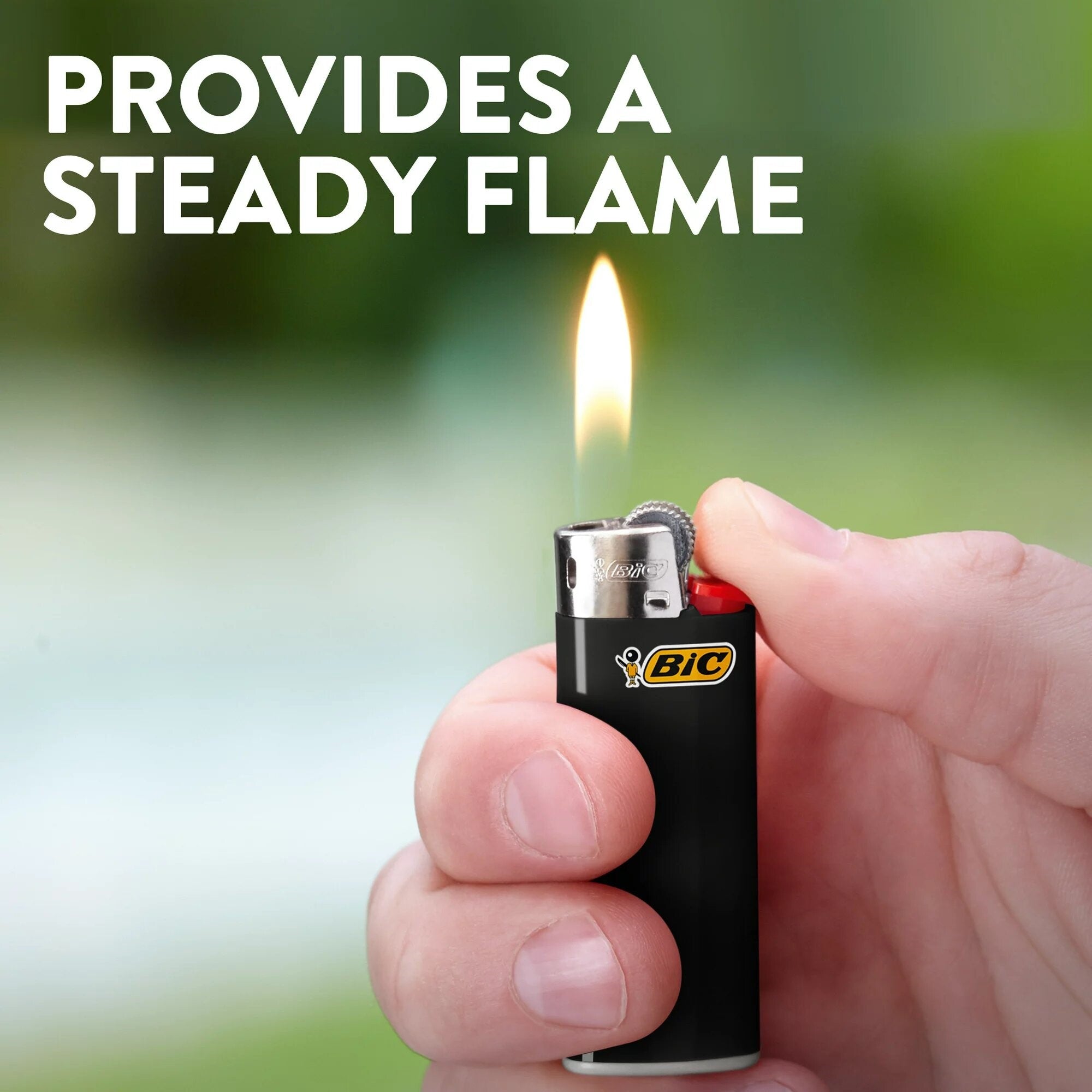 Superior flame even at 45 degrees of BiC lighters, Mini j5