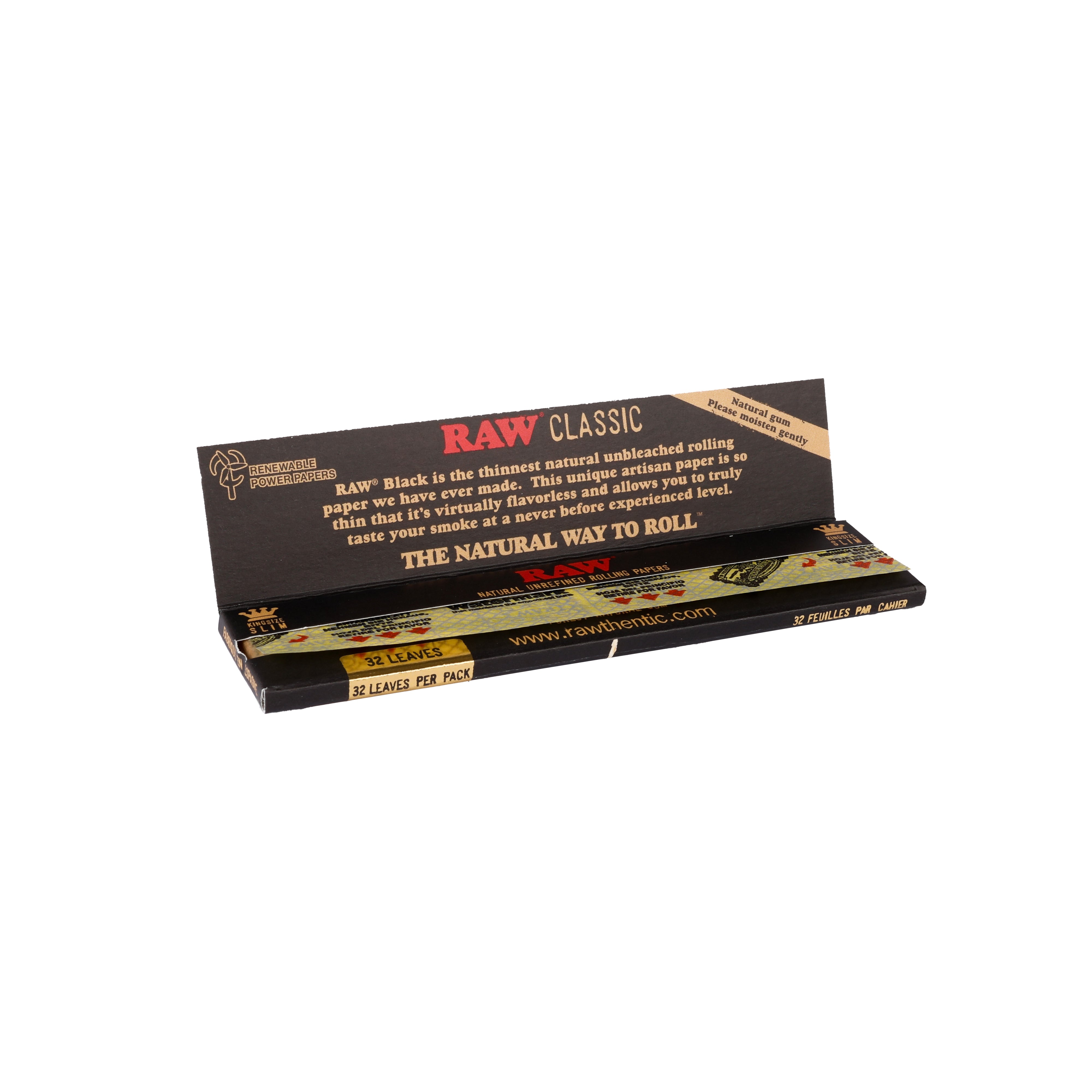 RAW Black Classic Rolling Paper, 1 pack, Open view